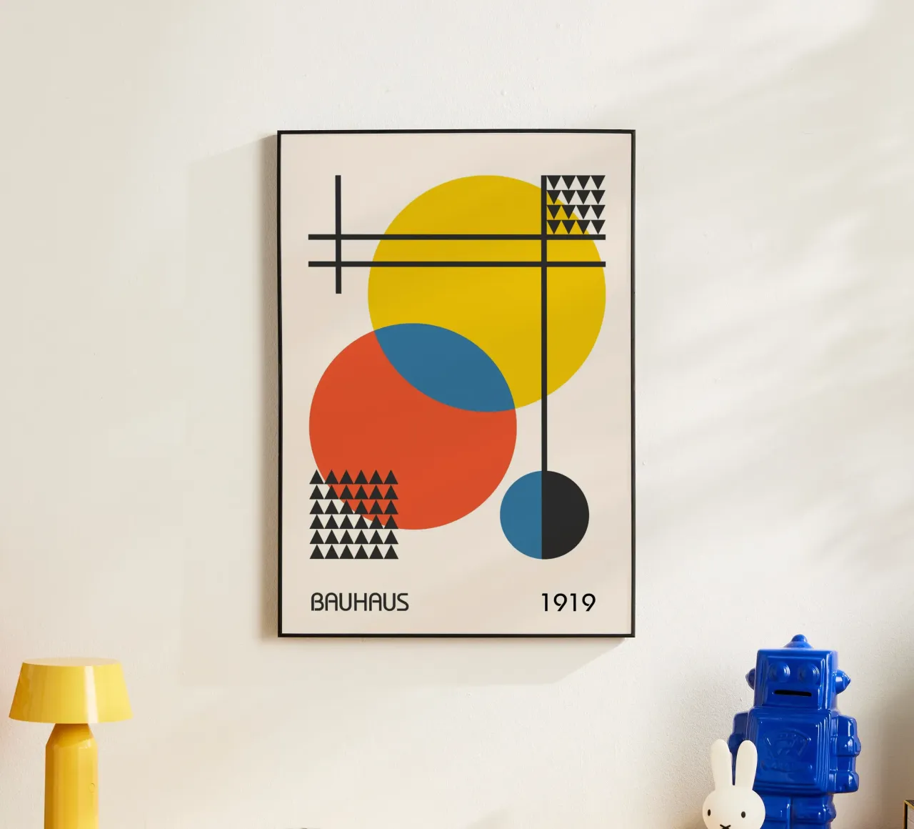 Bauhaus 1919 Primary Color Circles & Triangles Abstract alu-dibond by Grungeo