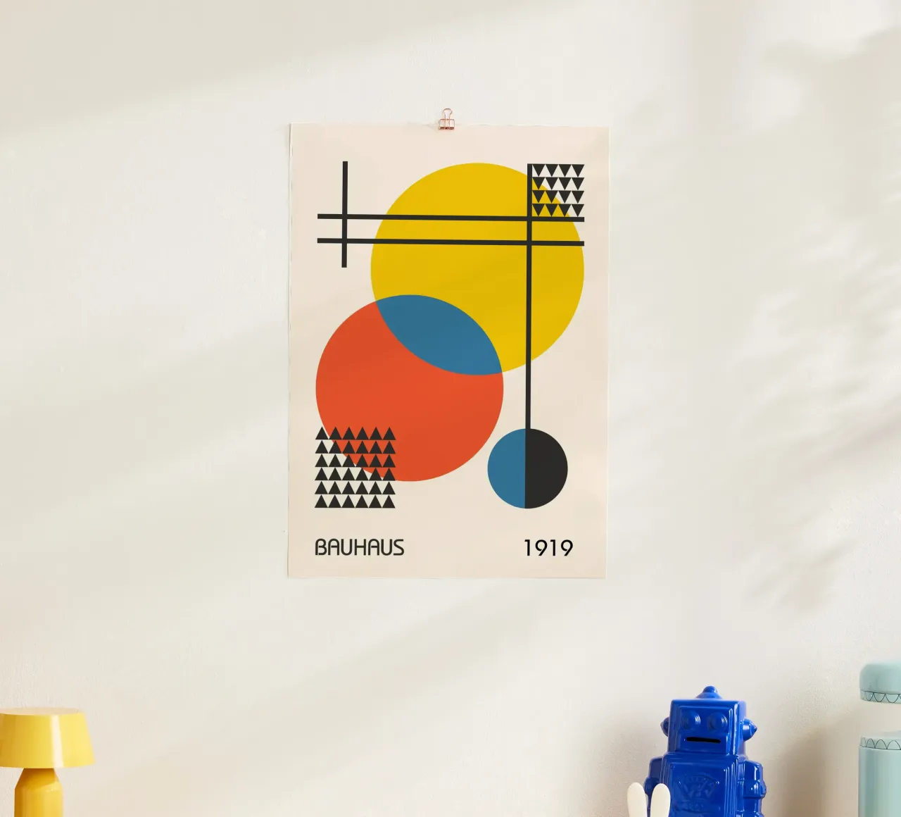 Bauhaus 1919 Primary Color Circles & Triangles Abstract hahnemühle by Grungeo