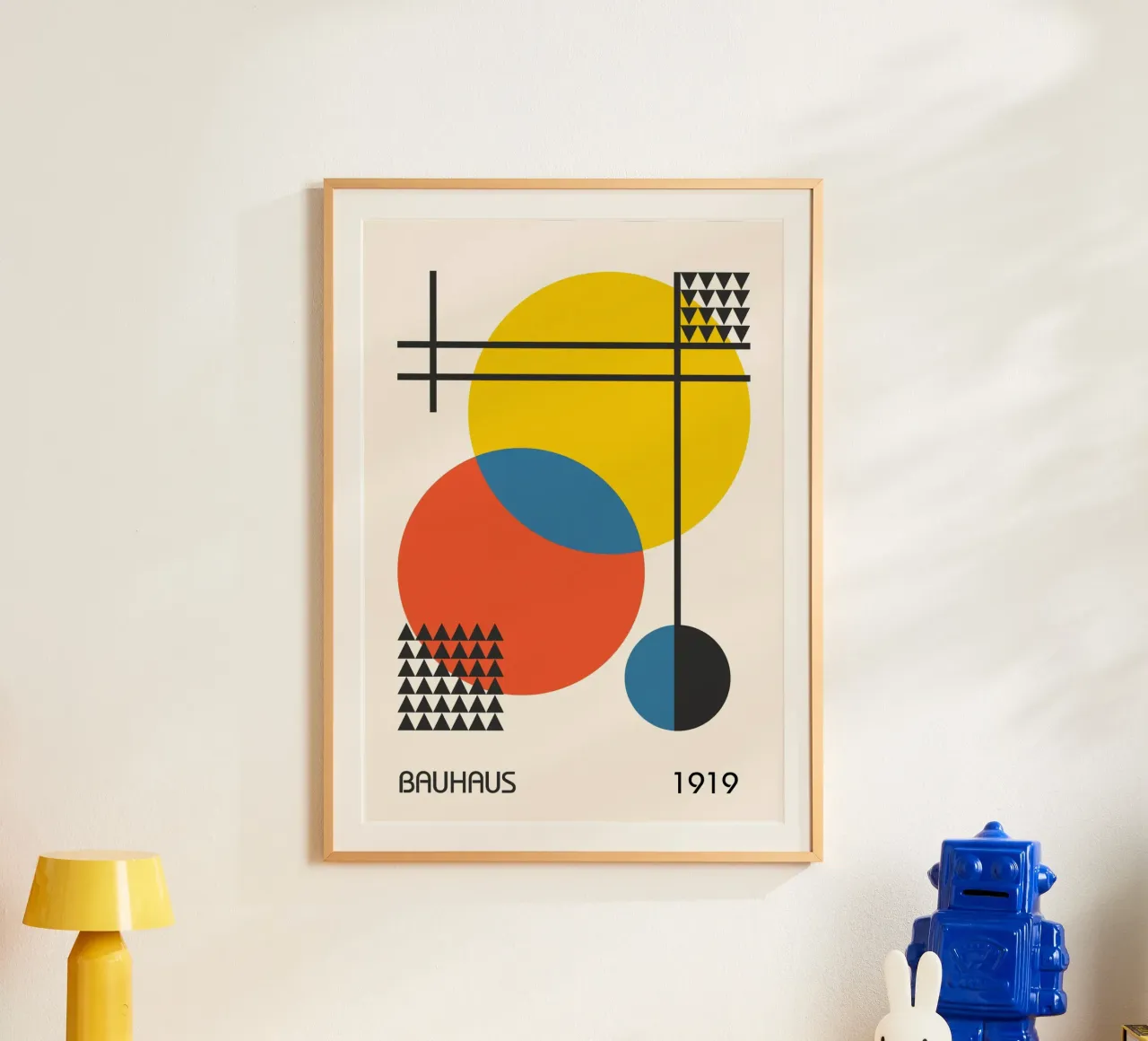 Bauhaus 1919 Primary Color Circles & Triangles Abstract hahnemühle by Grungeo