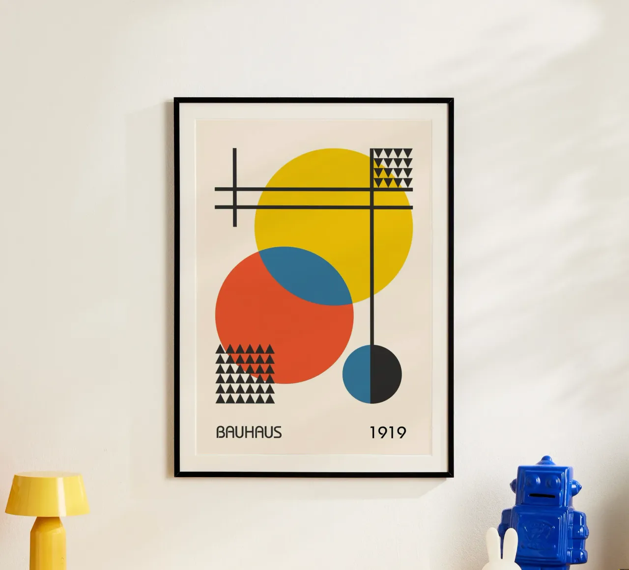 Bauhaus 1919 Primary Color Circles & Triangles Abstract hahnemühle by Grungeo