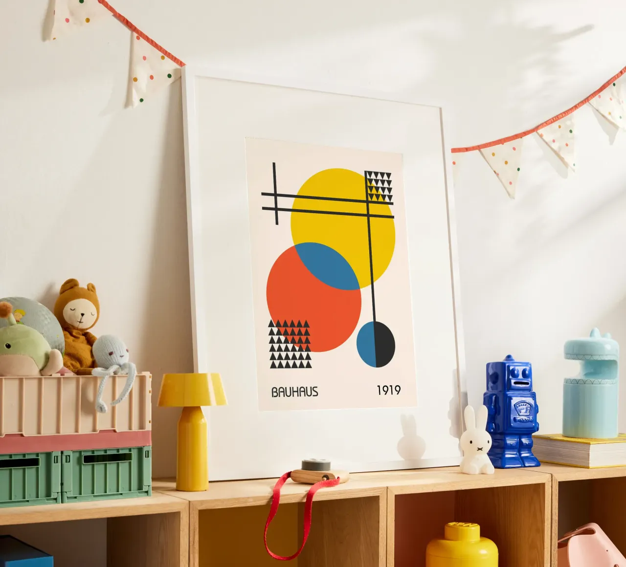 Bauhaus 1919 Primary Color Circles & Triangles Abstract hahnemühle by Grungeo