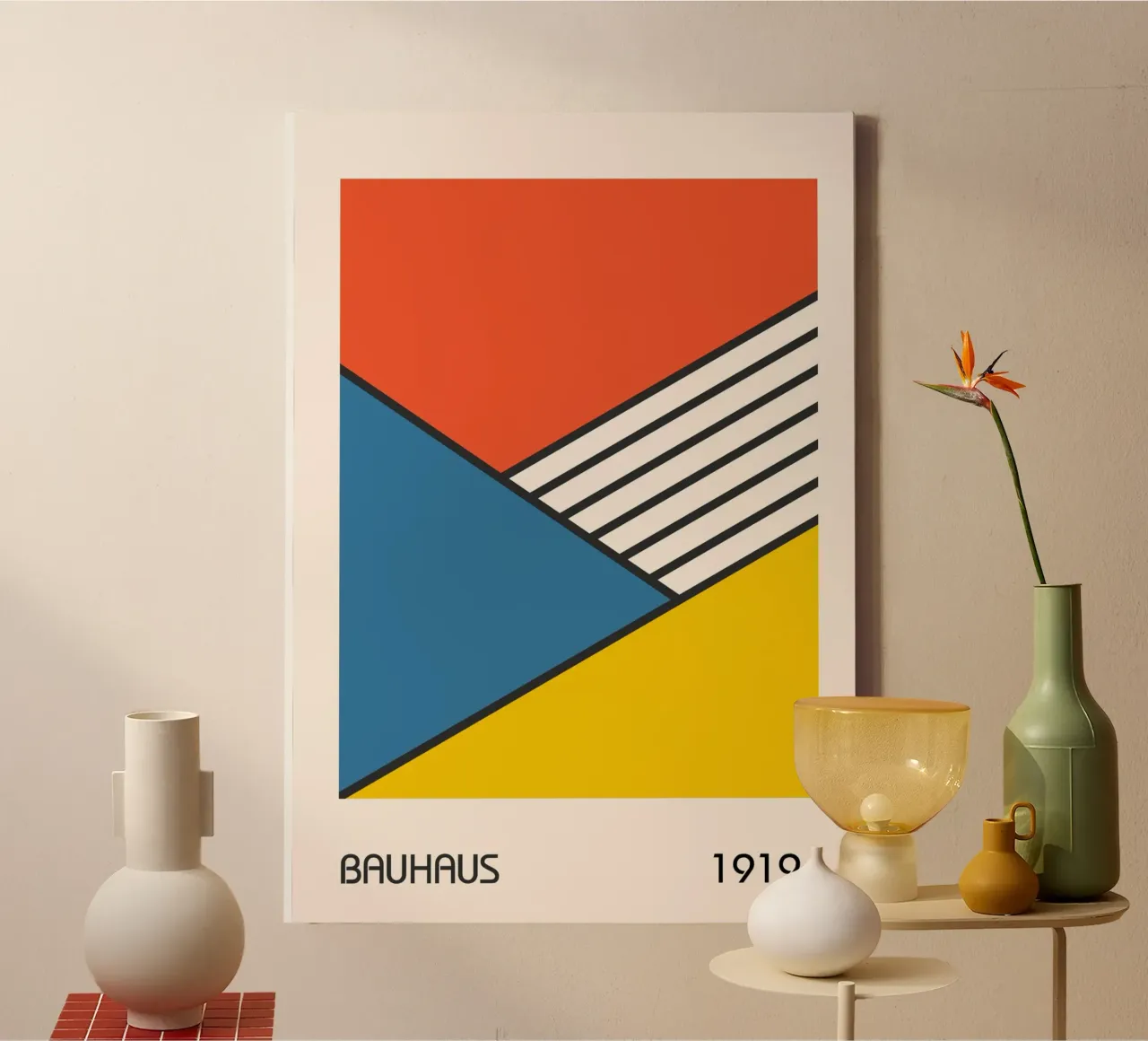 Bauhaus 1919 Primary Color Abstract Geometric Diagonal canvas by Grungeo