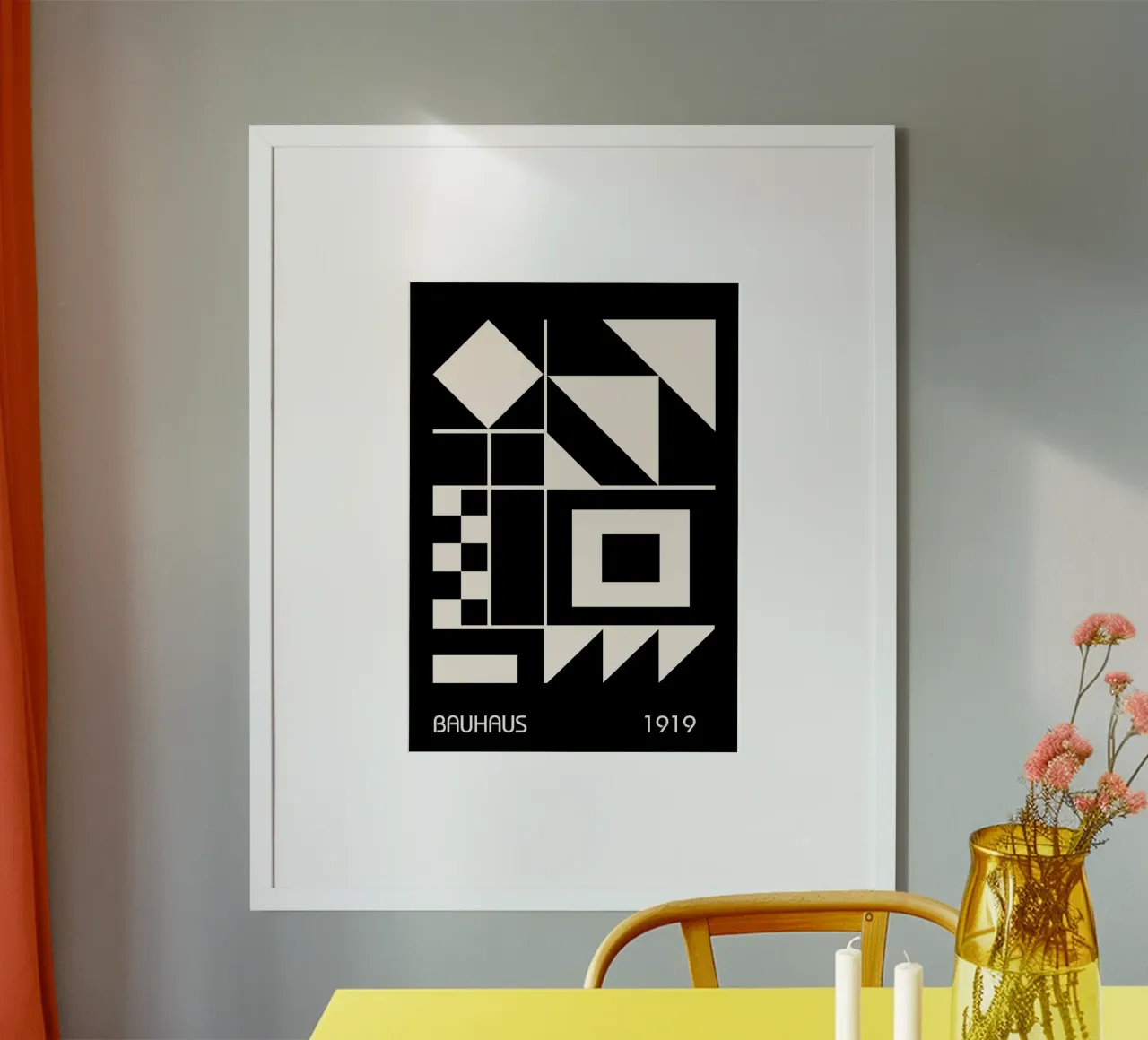Bauhaus 1919 Quadrati geometrici bianchi e neri Triangoli carta hahnemühle da Grungeo