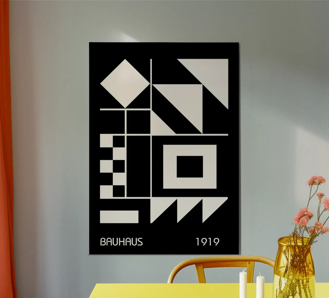 Bauhaus 1919 Quadrati geometrici bianchi e neri Triangoli carta hahnemühle da Grungeo
