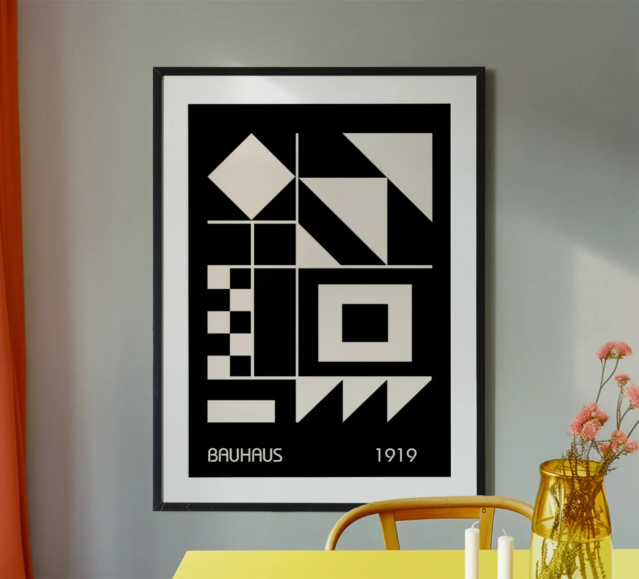 Bauhaus 1919 Quadrati geometrici bianchi e neri Triangoli carta hahnemühle da Grungeo