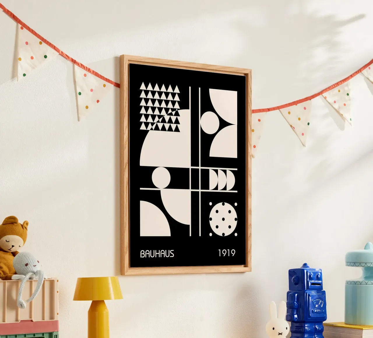 Bauhaus 1919 Composizione astratta geometrica in bianco e nero plexiglass da Grungeo
