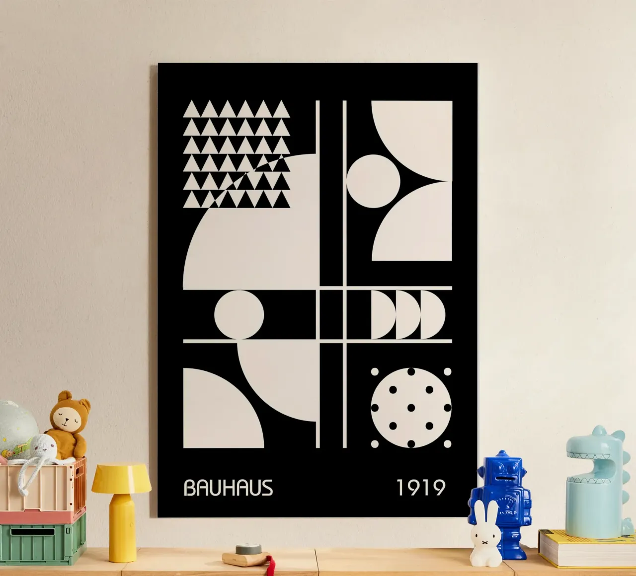 Bauhaus 1919 Composizione astratta geometrica in bianco e nero plexiglass da Grungeo
