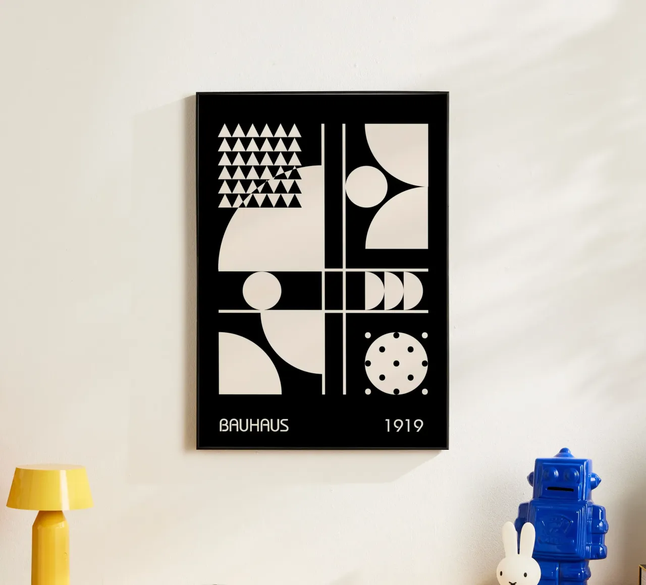 Bauhaus 1919 Composizione astratta geometrica in bianco e nero pannello forex da Grungeo