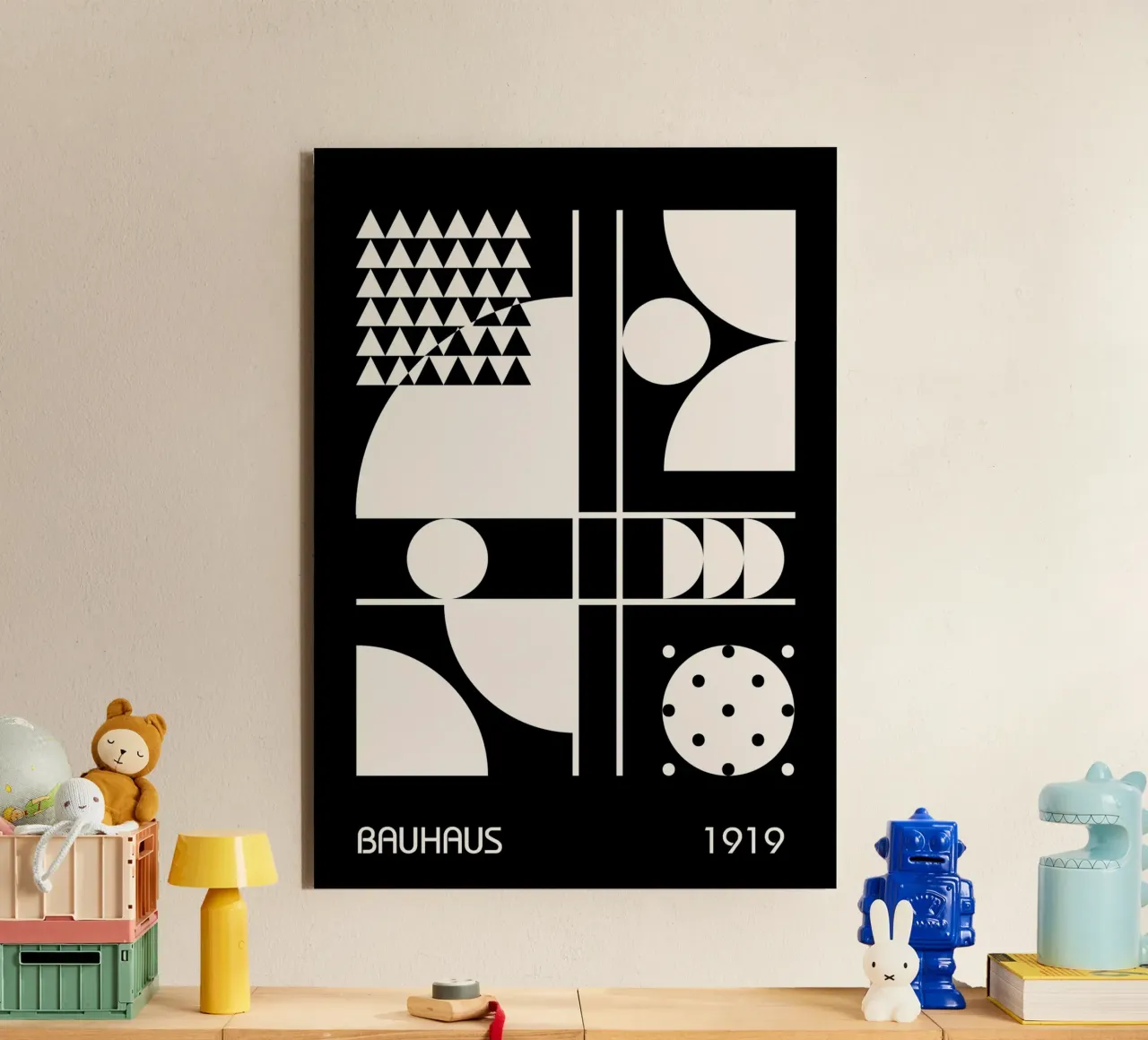 Bauhaus 1919 Composizione astratta geometrica in bianco e nero pannello forex da Grungeo