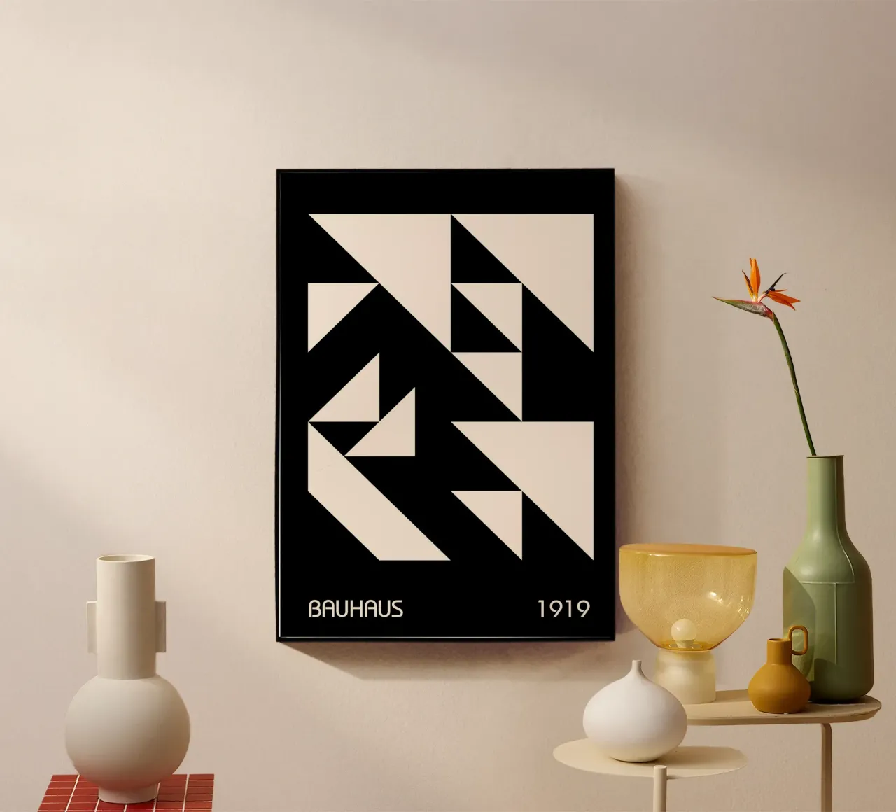 Bauhaus 1919 Triangoli geometrici in bianco e nero astratti plexiglass da Grungeo