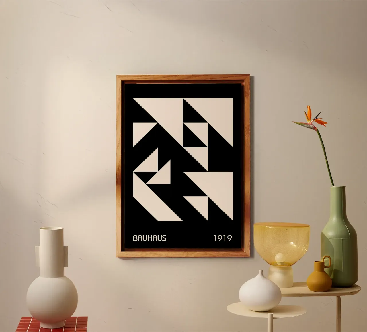 Bauhaus 1919 Triangoli geometrici in bianco e nero astratti alluminio dibond da Grungeo
