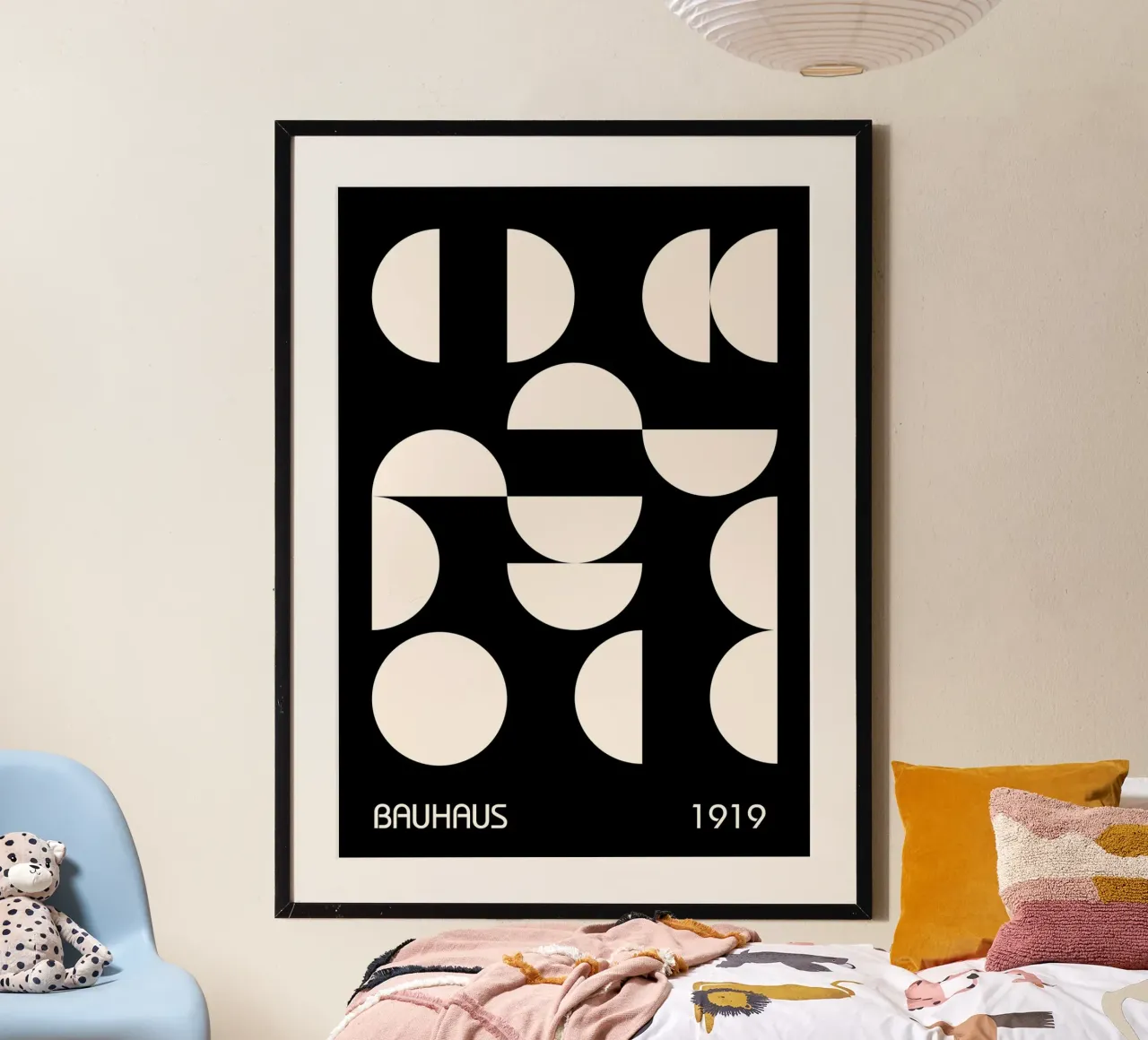 Bauhaus 1919 Halbkreis Abstraktes Raster Schwarz & Weiß Hahnemühle von Grungeo