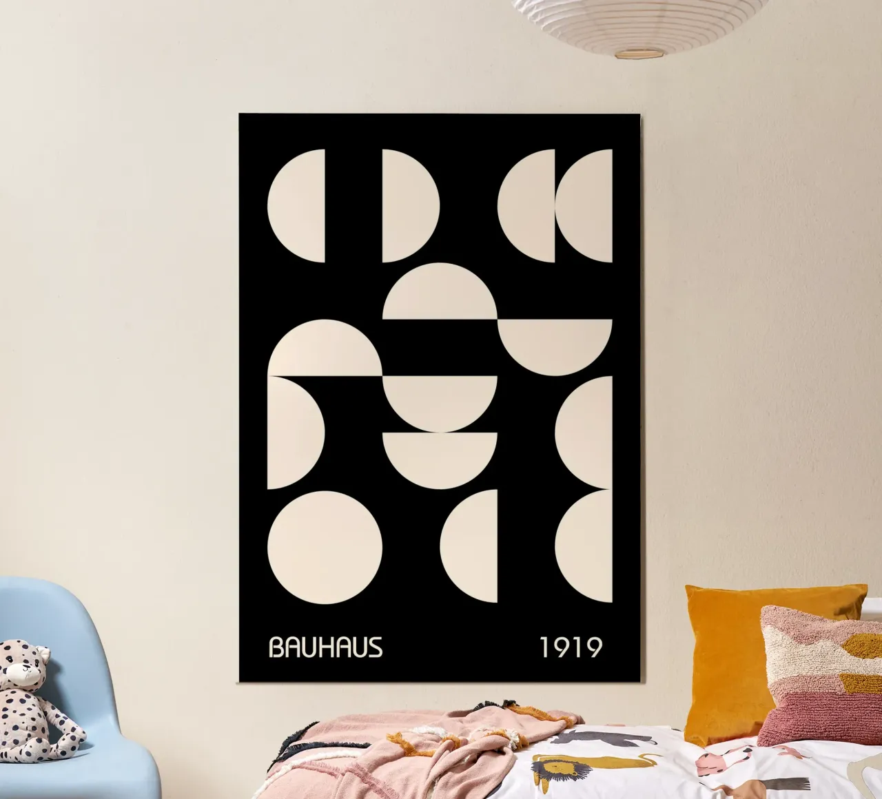 Bauhaus 1919 Halbkreis Abstraktes Raster Schwarz & Weiß Hahnemühle von Grungeo