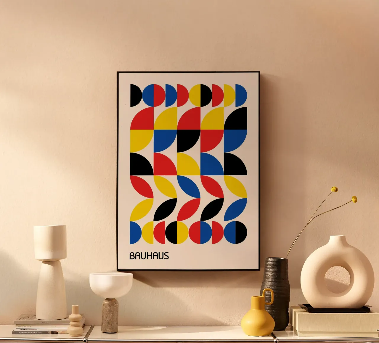 Bauhaus Primary Colors Pattern Print | Red Blue Yellow Grid aluminio dibond de Grungeo
