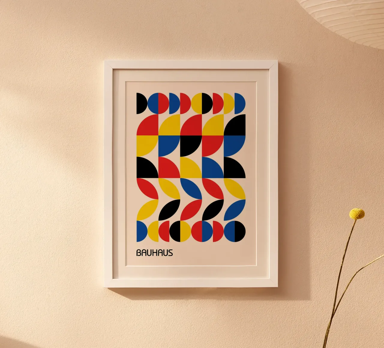 Bauhaus Primary Colors Pattern Print | Red Blue Yellow Grid hahnemühle de Grungeo