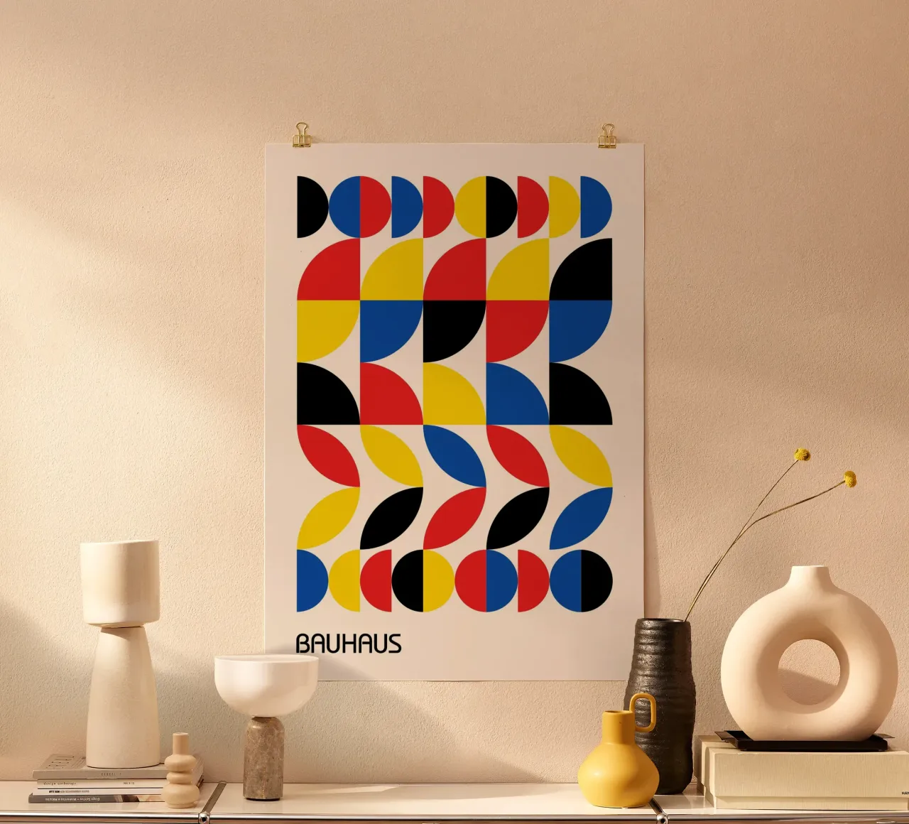 Bauhaus Colori primari Stampa del motivo | Rosso Blu Giallo Griglia carta hahnemühle da Grungeo