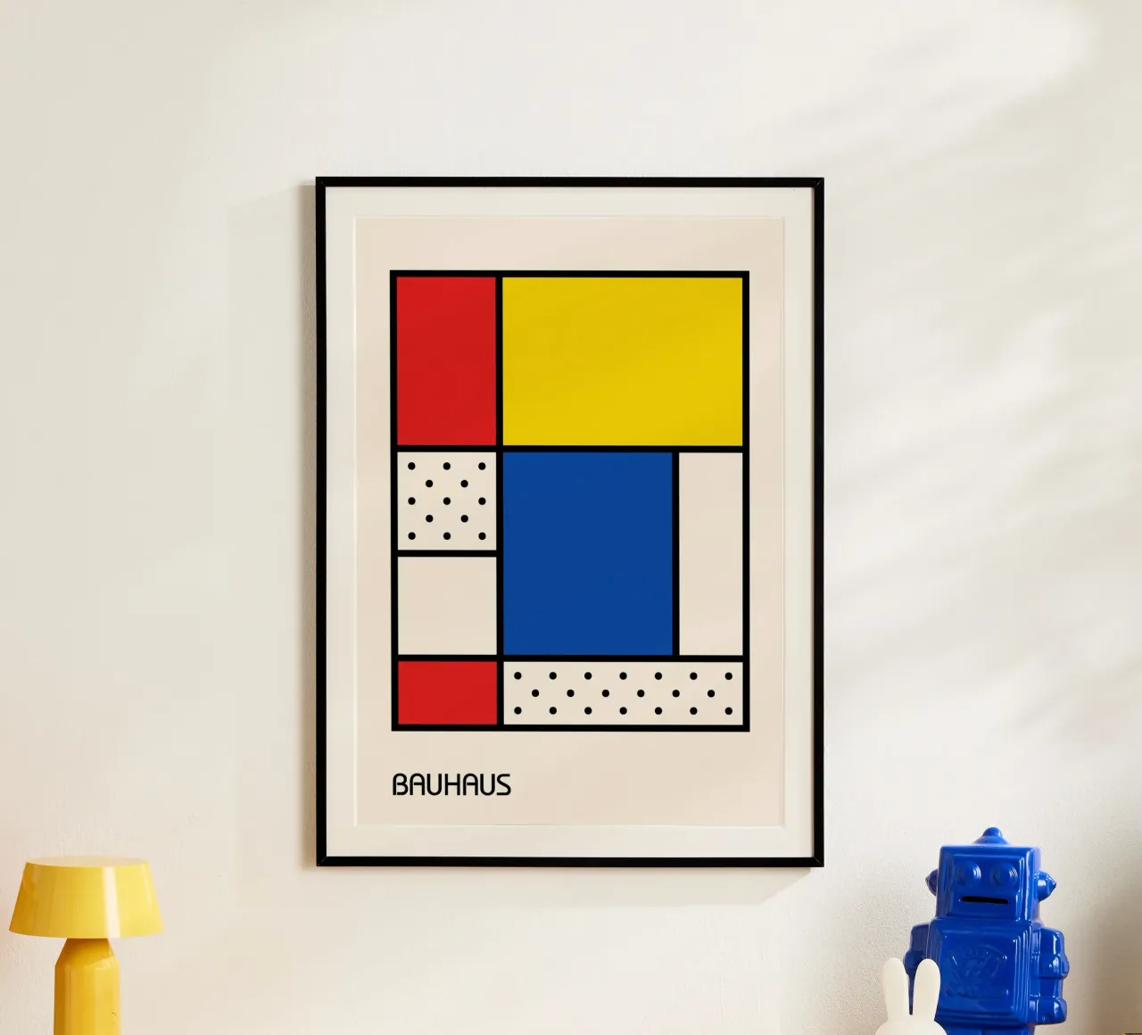 Mondrian Bauhaus Primary Color Grid Abstract Poster hahnemühle by Grungeo