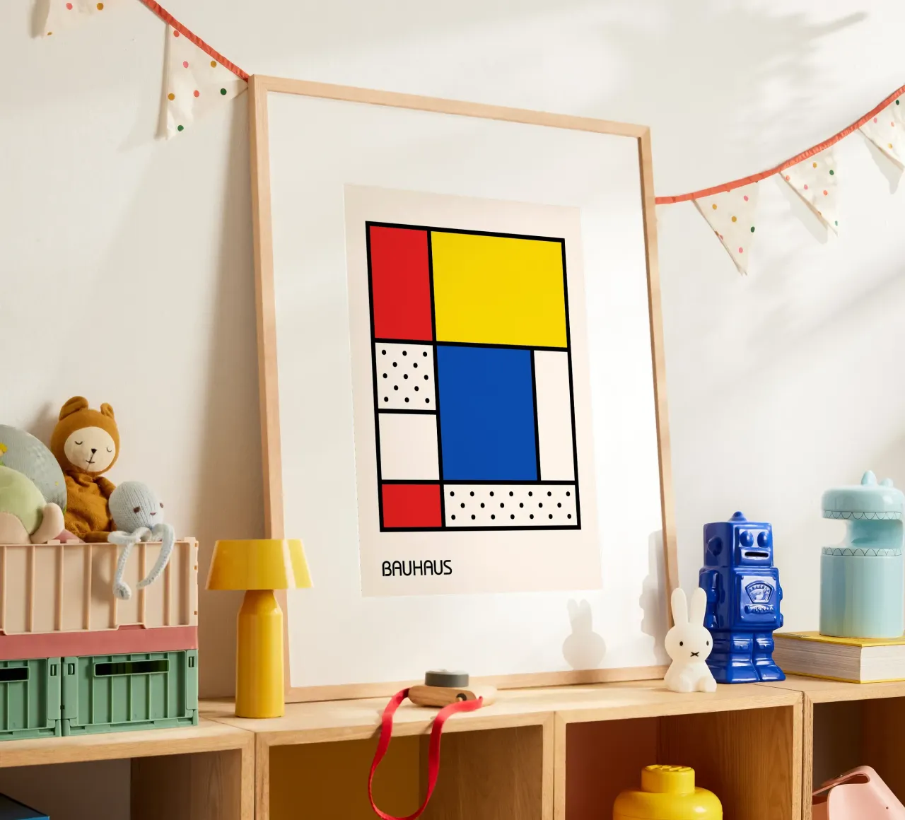 Mondrian Bauhaus Primary Color Grid Abstract Poster hahnemühle by Grungeo