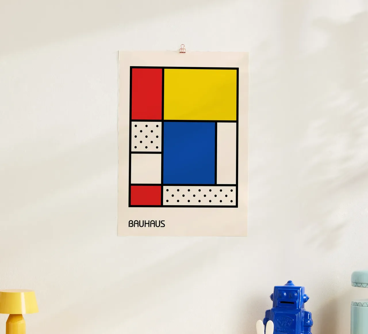 Mondrian Bauhaus Primary Color Grid Abstract Poster hahnemühle by Grungeo
