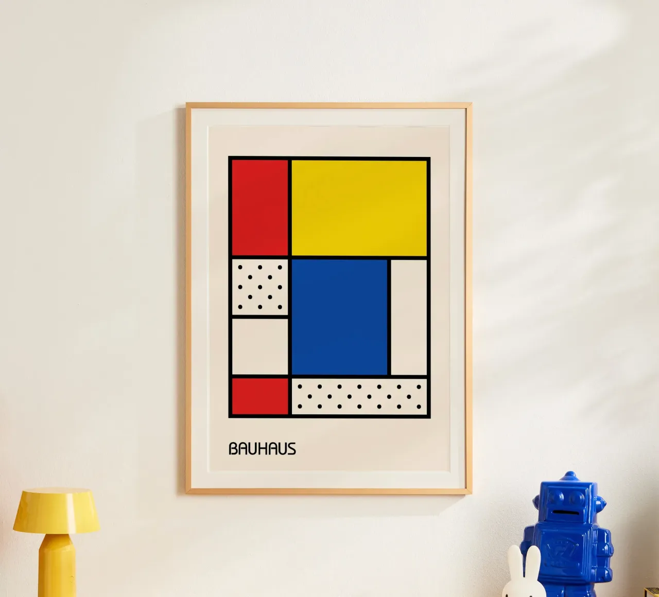 Mondrian Bauhaus Primary Color Grid Abstract Poster hahnemühle by Grungeo