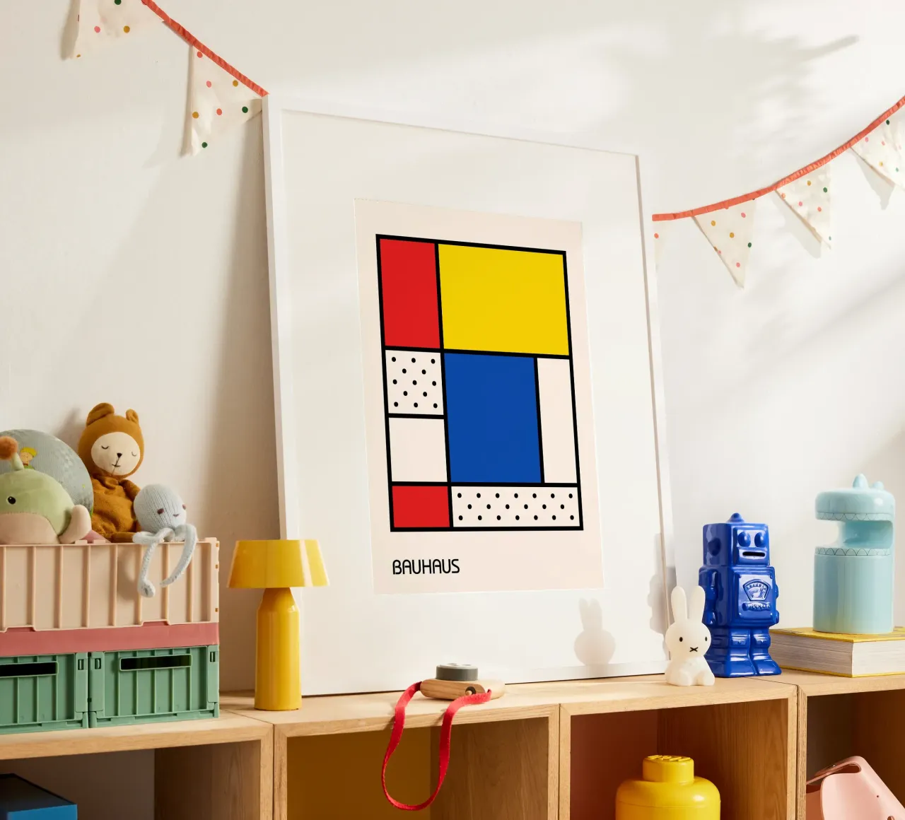 Mondrian Bauhaus Primary Color Grid Abstract Poster hahnemühle by Grungeo