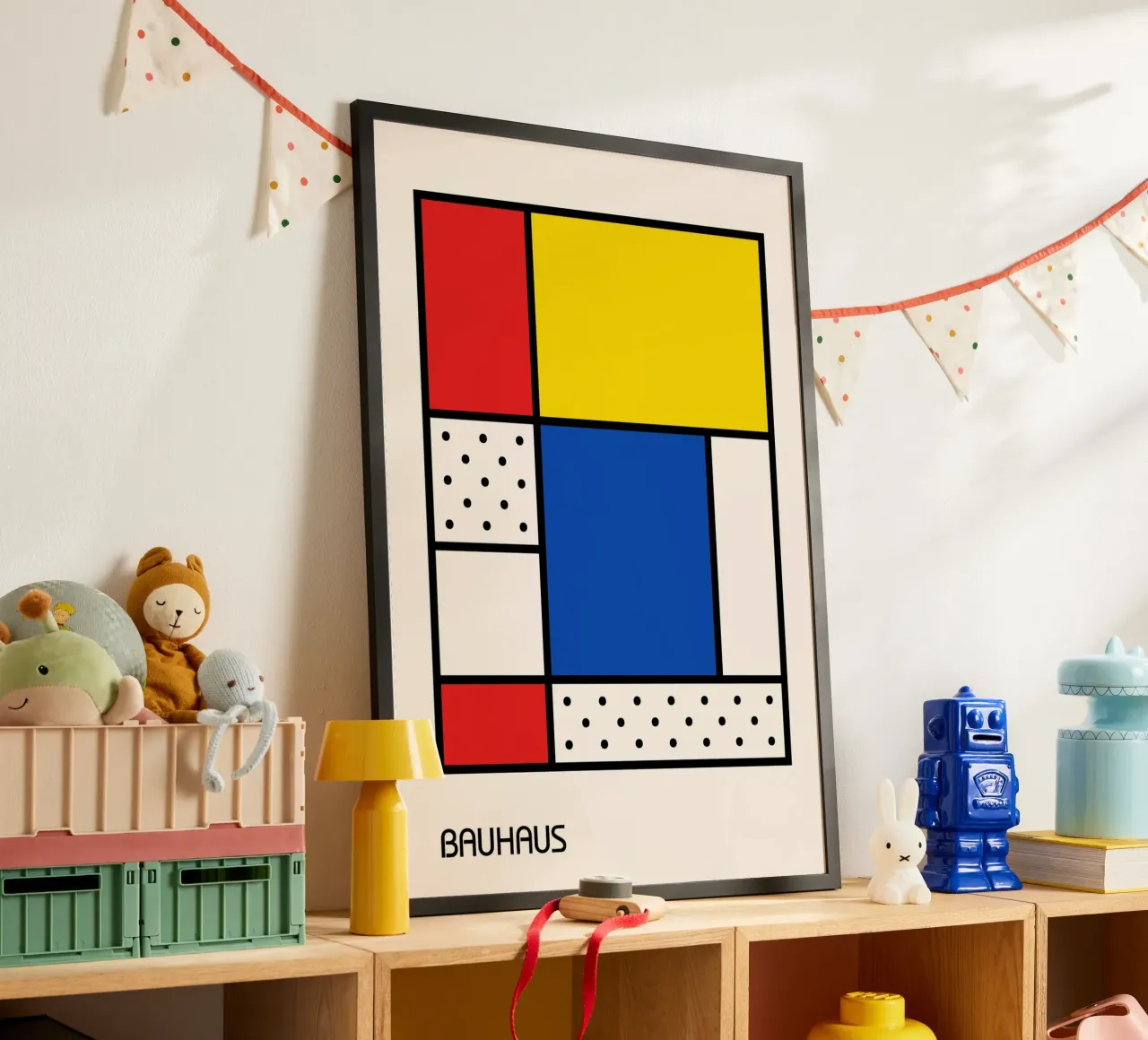 Mondrian Bauhaus Primary Color Grid Abstract Poster hahnemühle by Grungeo