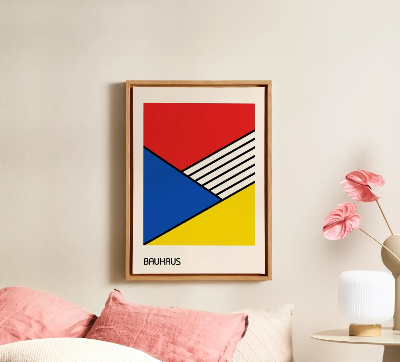Bauhaus Primary Color Diagonal Abstract | Red Blue Yellow canvas by Grungeo
