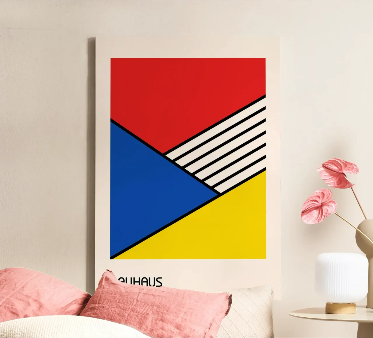Bauhaus Primary Color Diagonal Abstract | Red Blue Yellow canvas by Grungeo