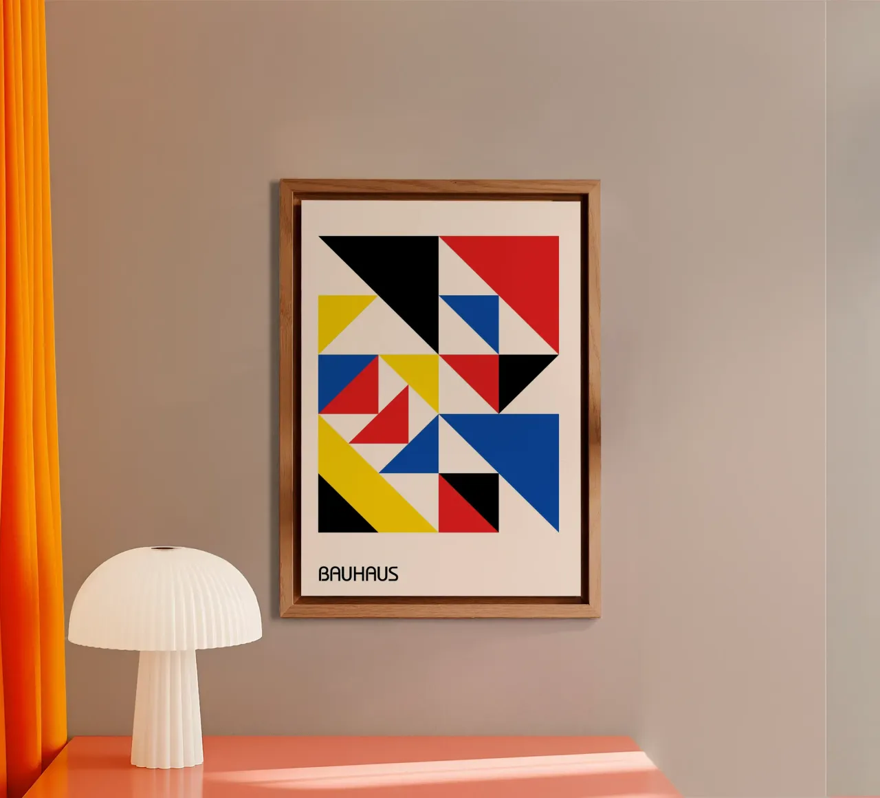 Bauhaus Primary Triangle Abstract Print | Rot Blau Gelb Alu-Dibond von Grungeo