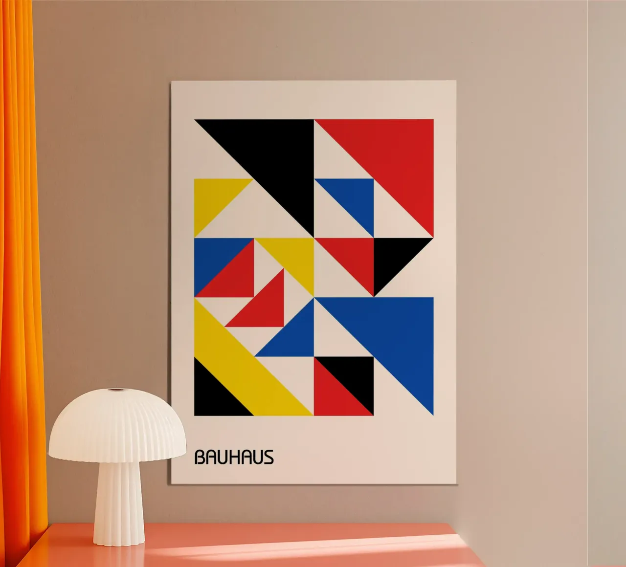 Bauhaus Primary Triangle Abstract Print | Rot Blau Gelb Alu-Dibond von Grungeo