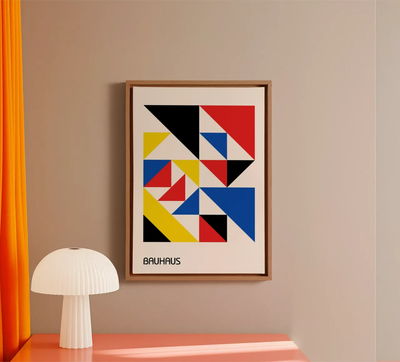 Bauhaus Primary Triangle Abstract Print | Red Blue Yellow canvas by Grungeo