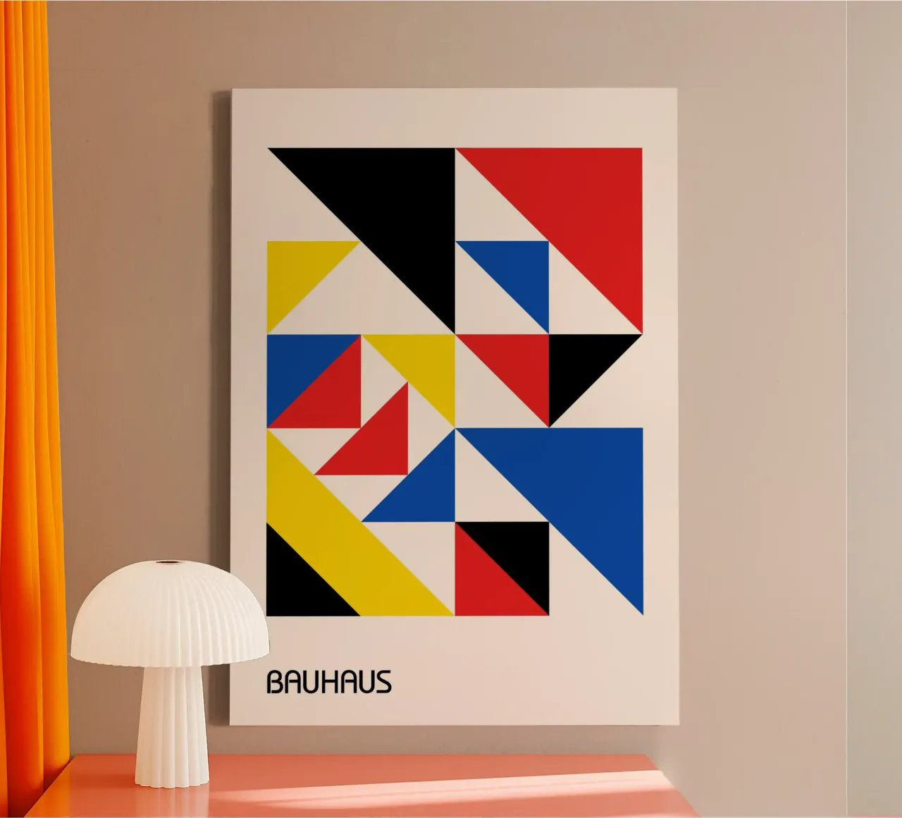 Bauhaus Primary Triangle Abstract Print | Red Blue Yellow canvas by Grungeo