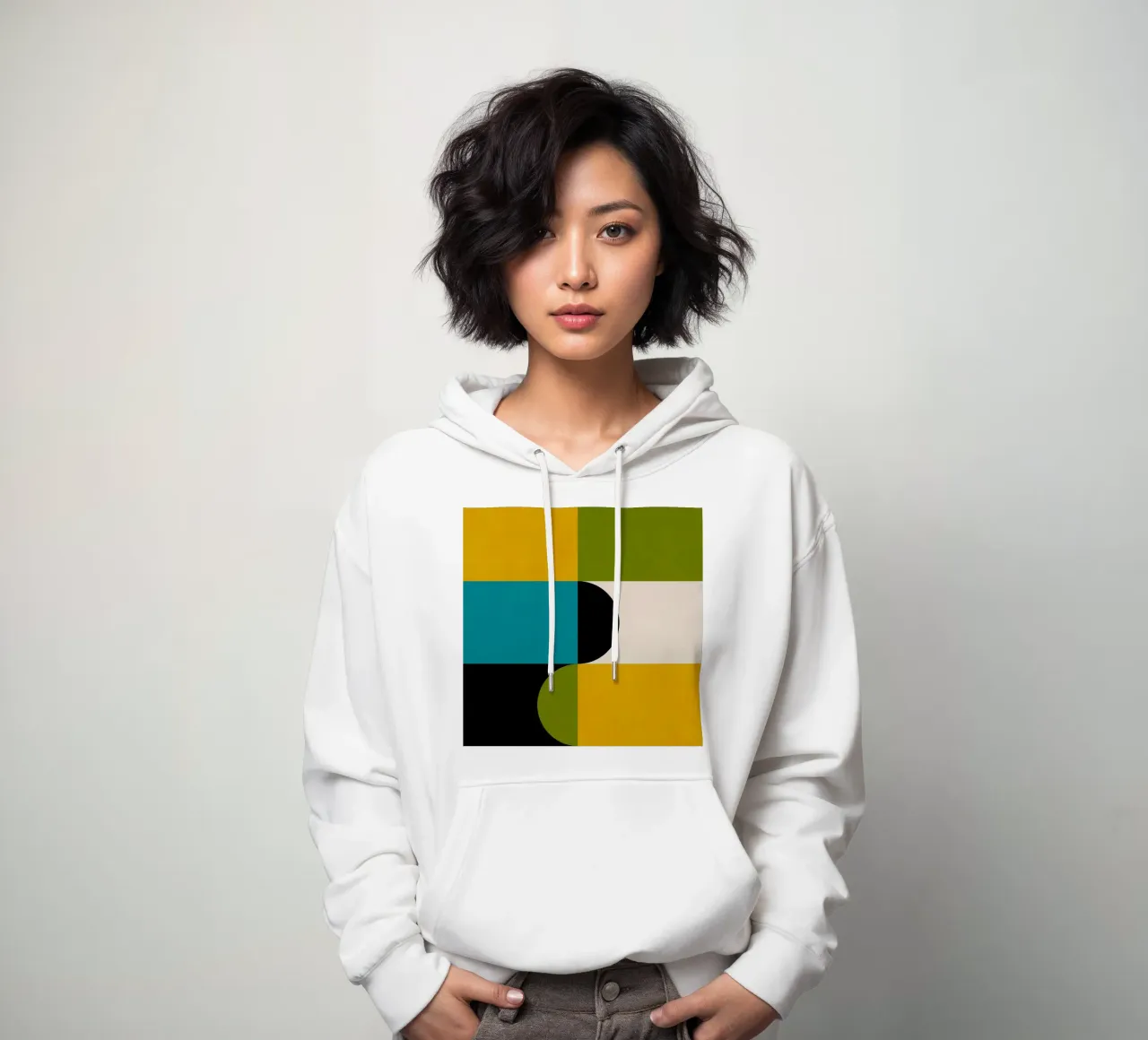 Bold Shapes Blocks Moderna felpa con cappuccio da TijanaArtStudio88