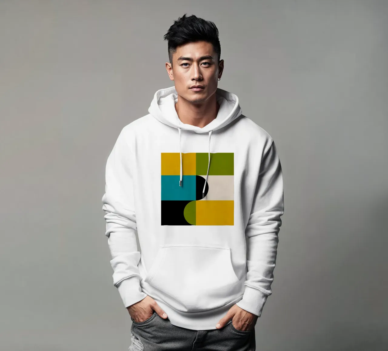 Bold Shapes Blocks Moderna felpa con cappuccio da TijanaArtStudio88