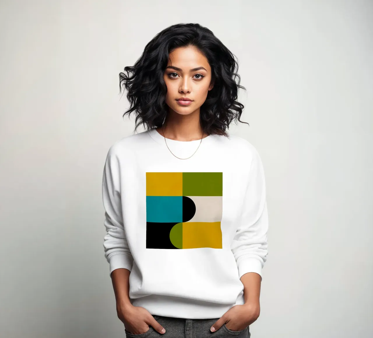 Bold Shapes Blocks Moderna sudadera de TijanaArtStudio88