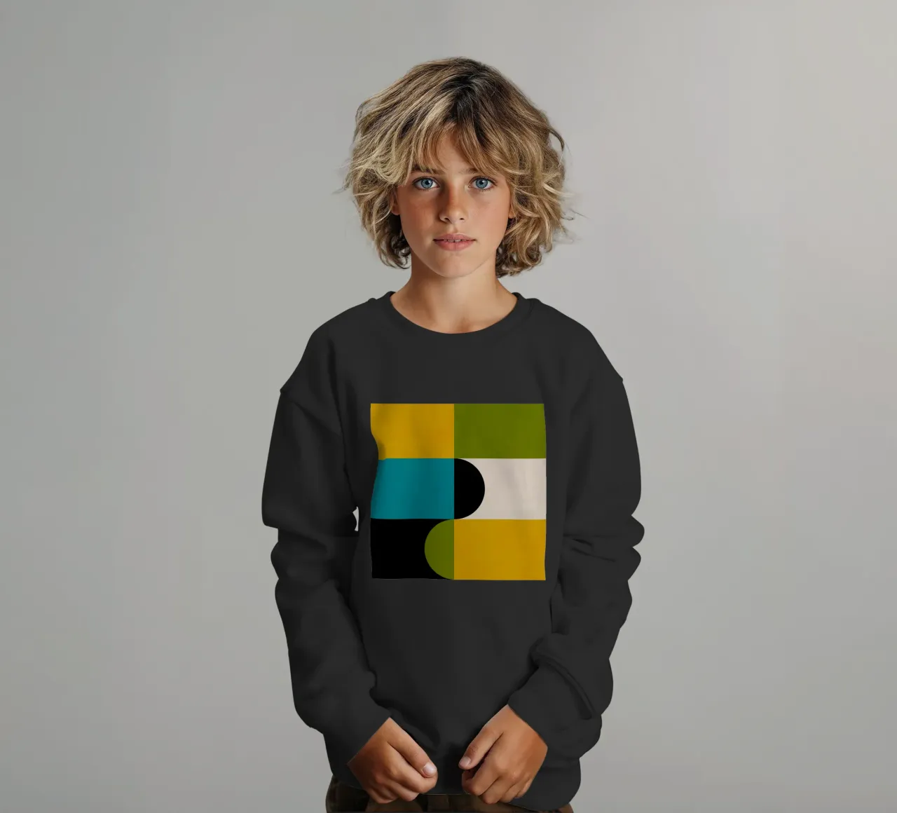 Bold Shapes Blocks Moderna felpa bambino da TijanaArtStudio88