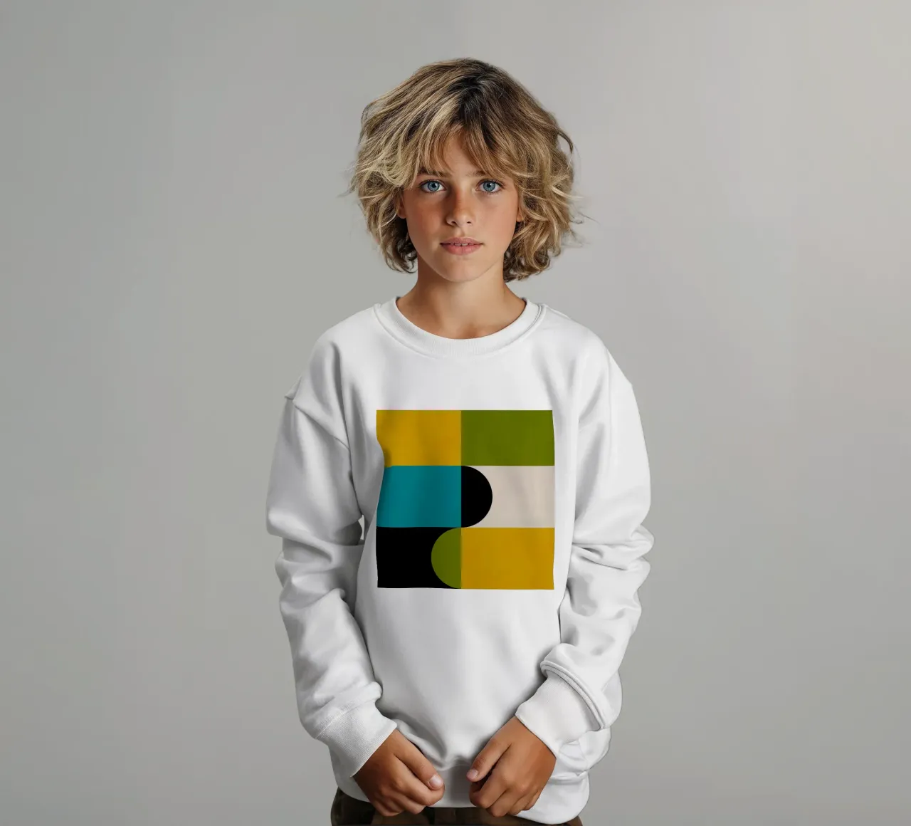 Bold Shapes Blocks Moderna sudadera para niño de TijanaArtStudio88