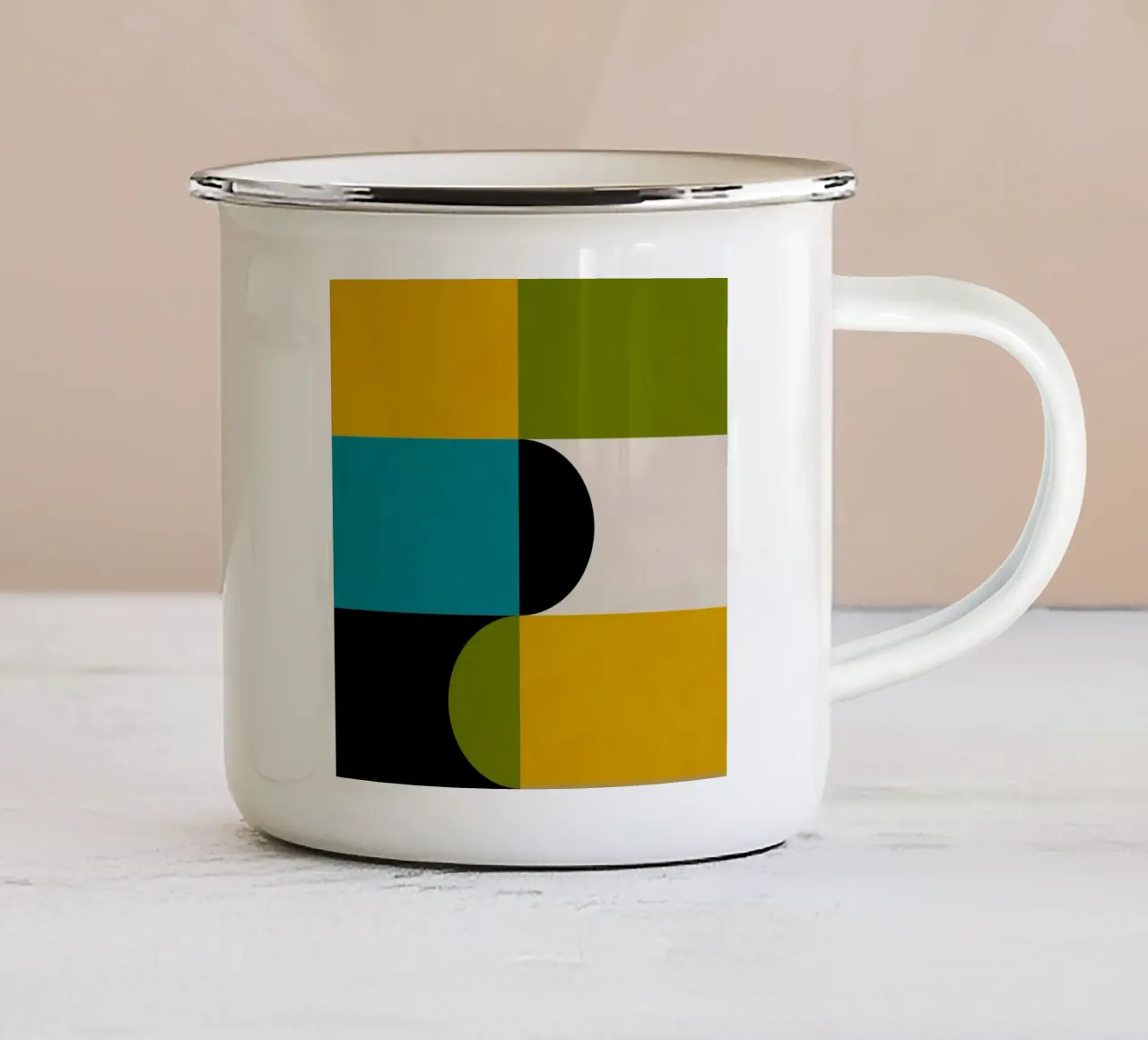 Bold Shapes Blocks Moderna emaille mok van TijanaArtStudio88