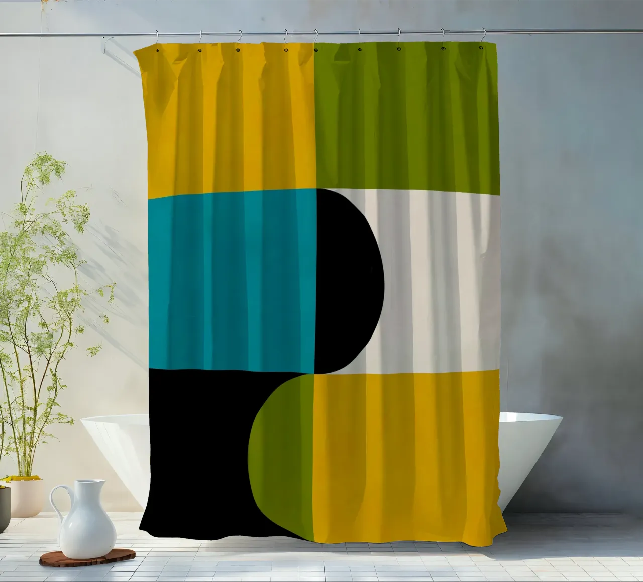 Bold Shapes Blocks Moderna Duschvorhang von TijanaArtStudio88
