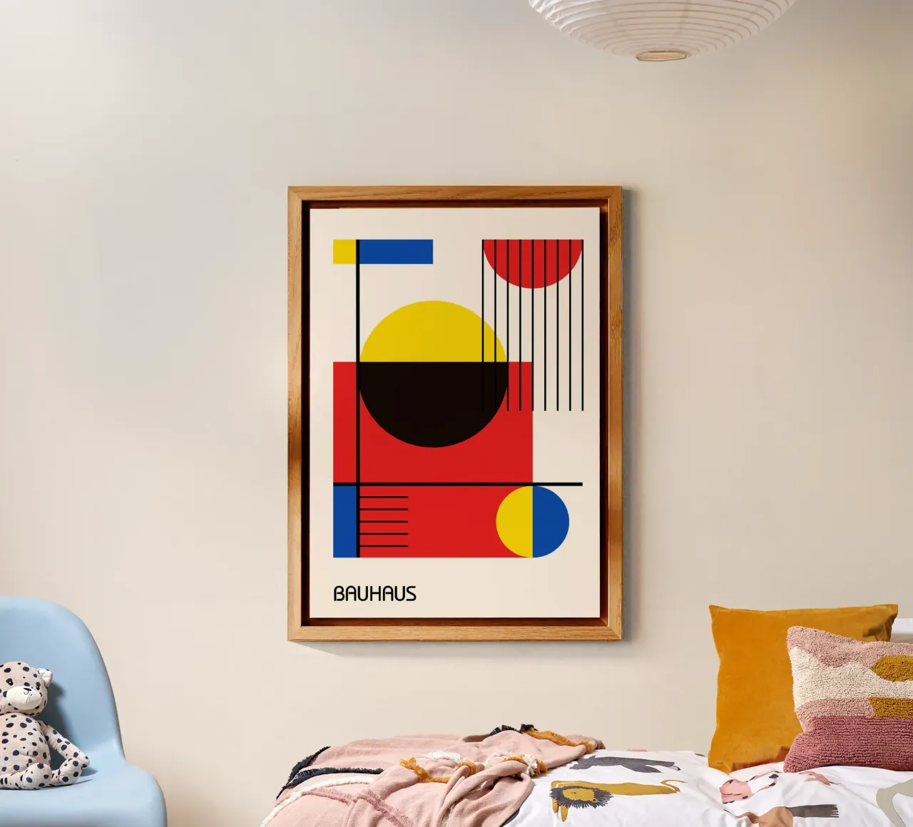 Composizione geometrica Bauhaus - Colori primari e linee nere alluminio dibond da Grungeo
