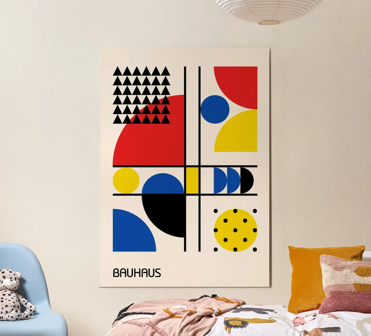 Forme geometriche astratte Bauhaus - Motivo colori primari alluminio dibond da Grungeo