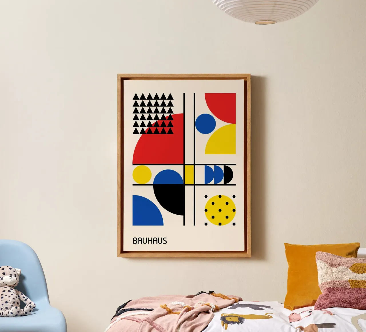Bauhaus Abstract Geometrical Shapes - Primary Colors Pattern canvas by Grungeo