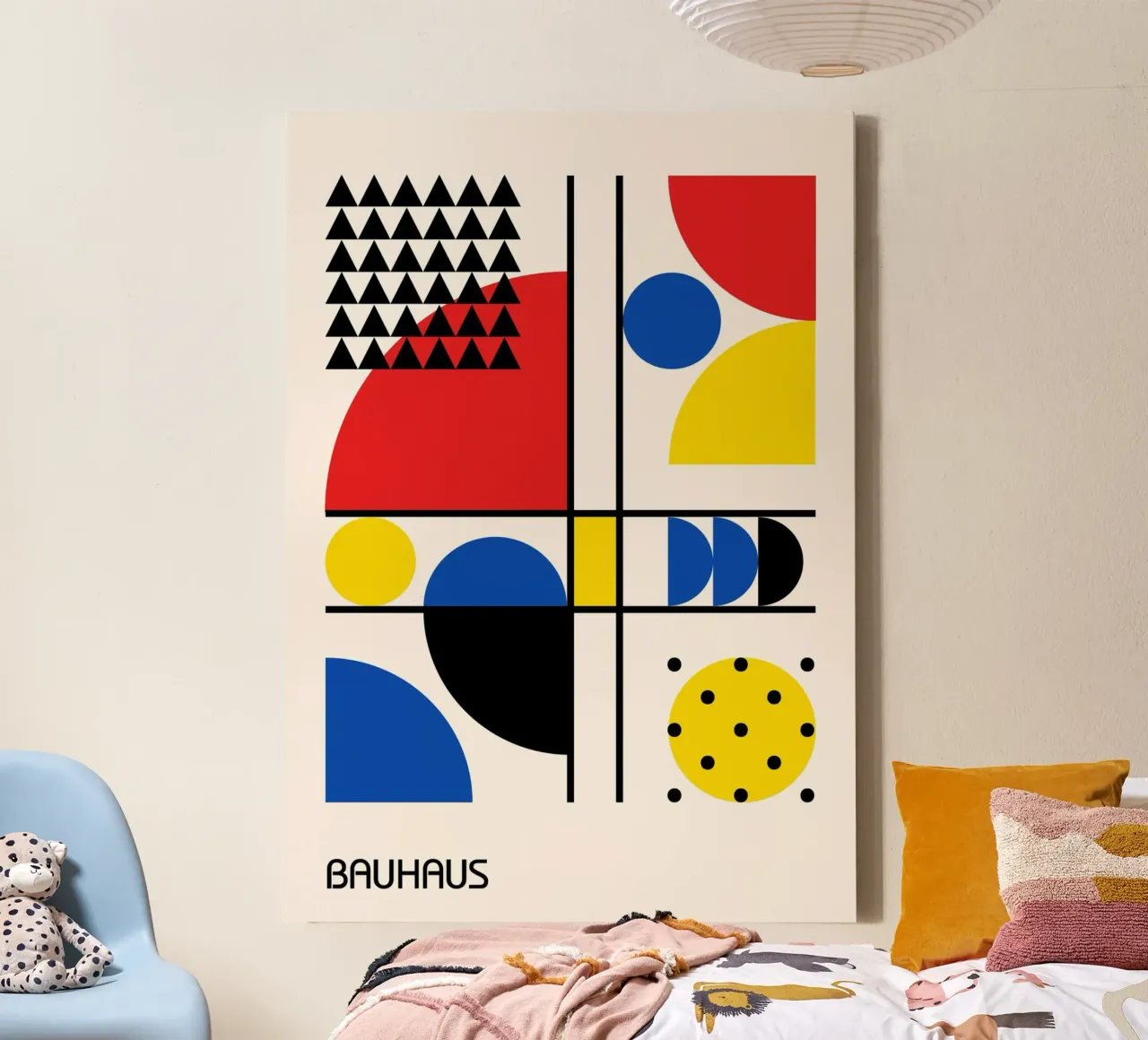 Bauhaus Abstract Geometrical Shapes - Primary Colors Pattern canvas by Grungeo