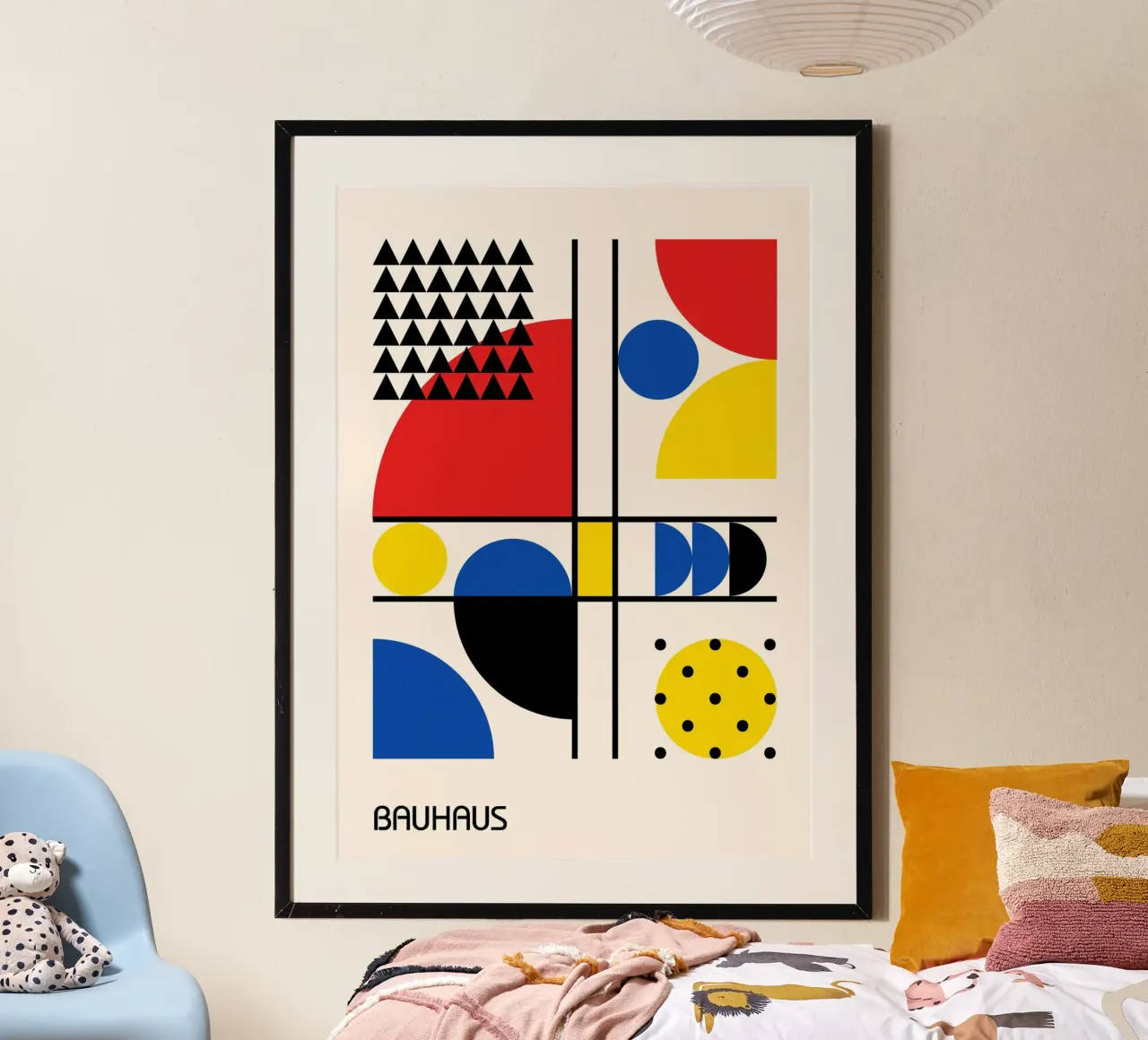 Bauhaus Abstract Geometrical Shapes - Primary Colors Pattern hahnemühle by Grungeo