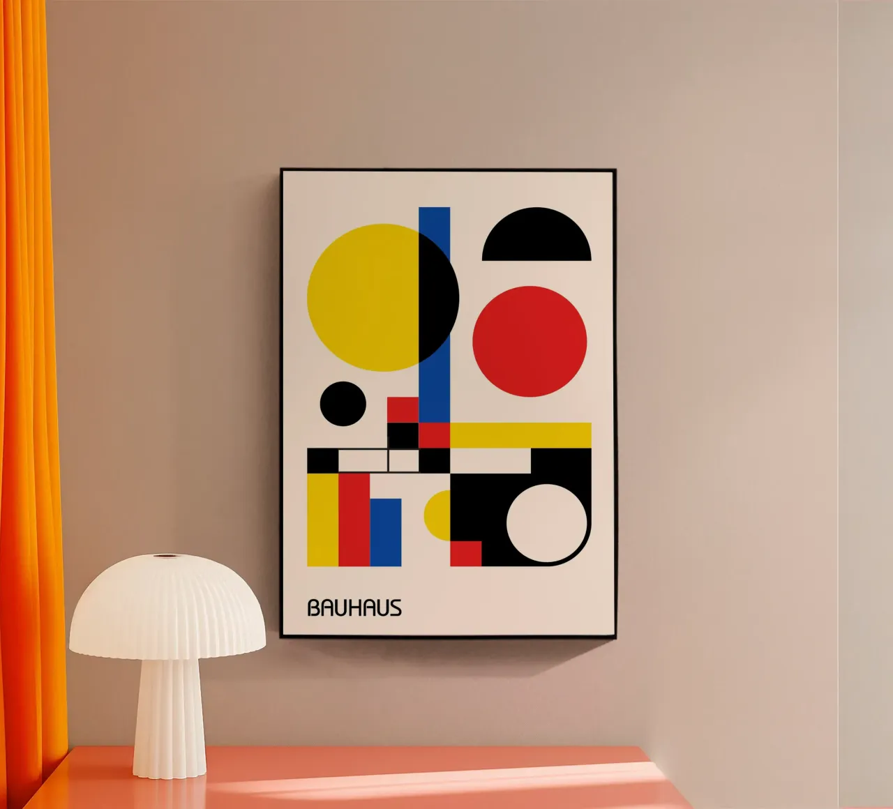 Círculos y rectángulos superpuestos Bauhaus - Colores primarios metacrilato de Grungeo