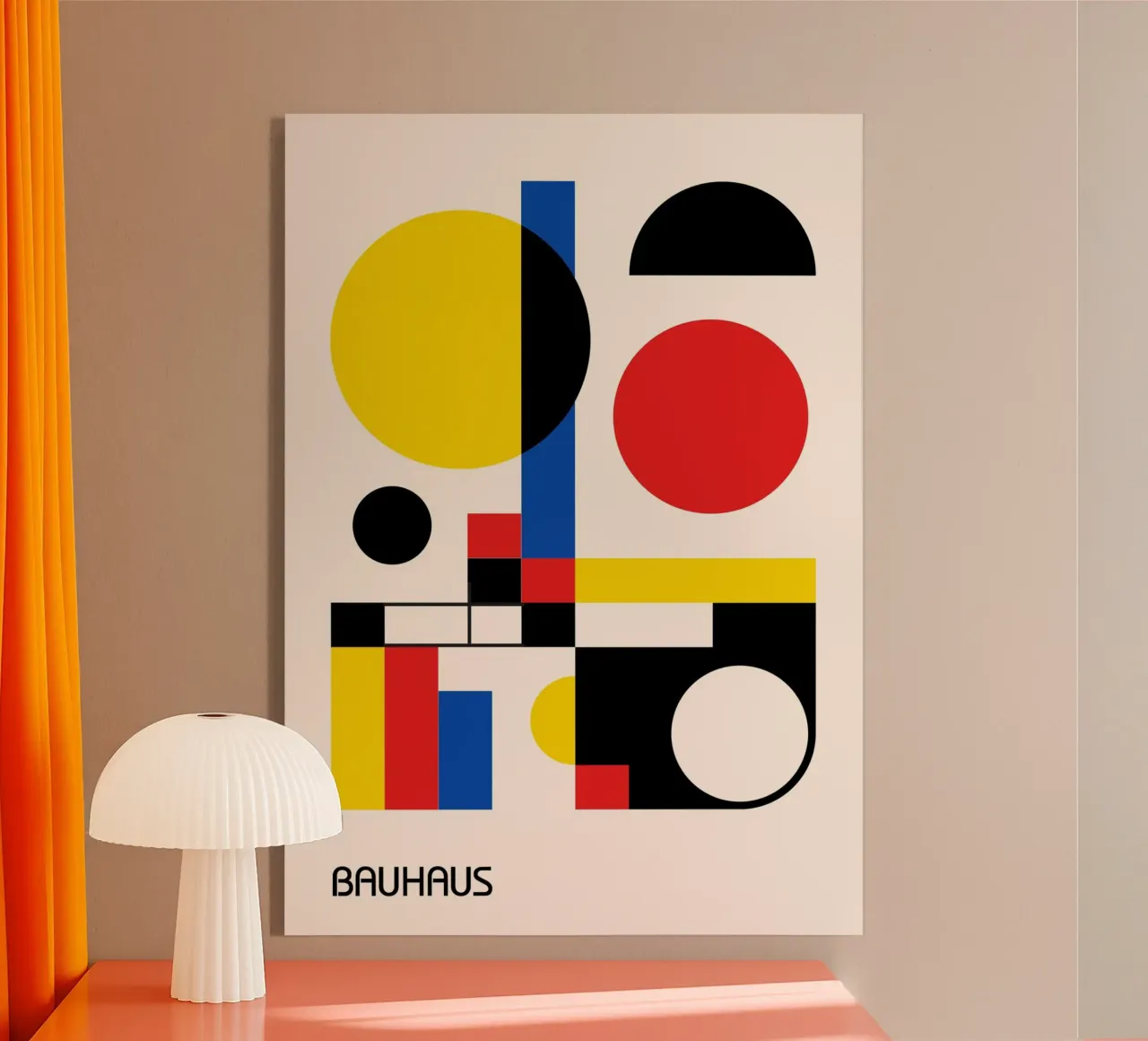 Círculos y rectángulos superpuestos Bauhaus - Colores primarios metacrilato de Grungeo