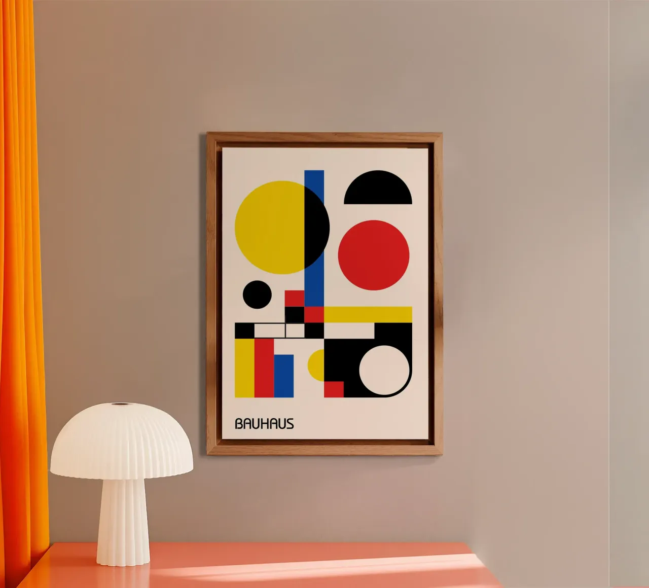 Bauhaus Overlap Circles & Rectangles - Primary Colors alu-dibond by Grungeo
