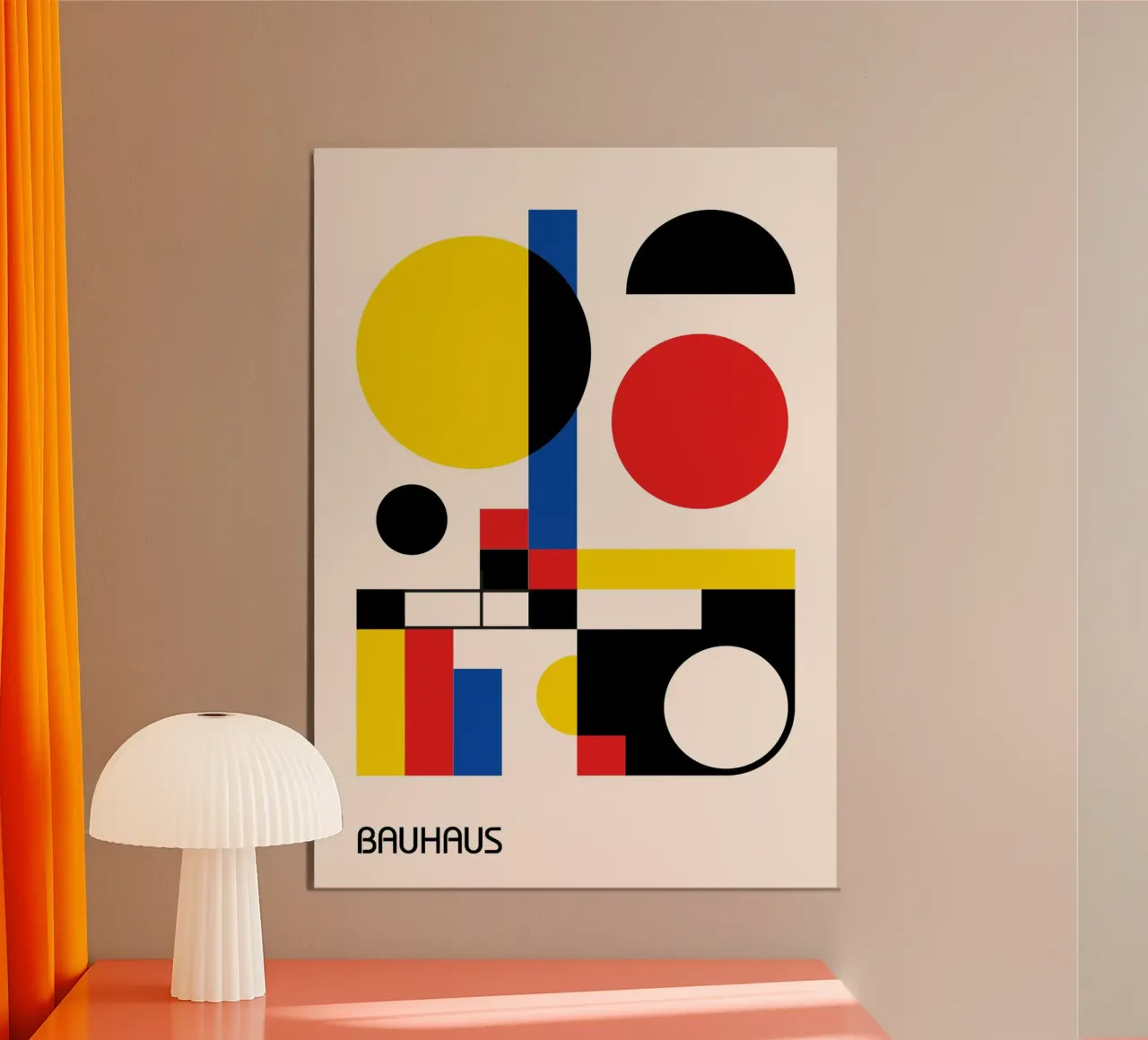 Cercles et rectangles superposés Bauhaus - Couleurs primaires alu dibond de Grungeo