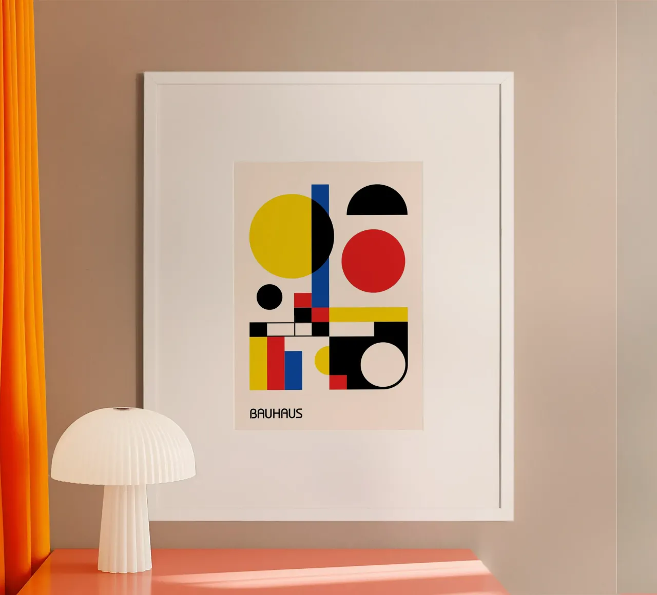 Bauhaus Overlap Cirkels & Rechthoeken - Primaire kleuren poster van Grungeo