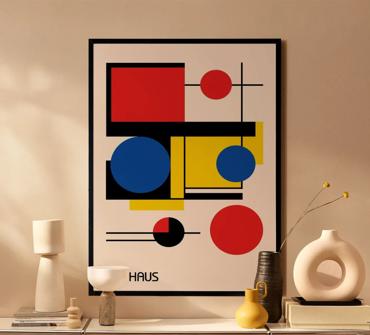 Bauhaus Abstract Circles & Squares - Modernist Geometry hahnemühle by Grungeo